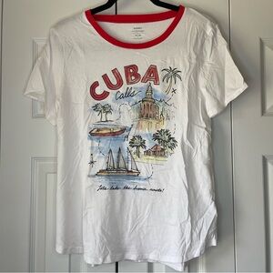 Old Navy White Tee with Red Trim